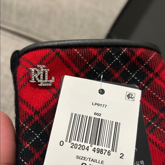 Lauren Ralph Lauren Men's Red and Black Plaid Gloves - Picture 3 of 7